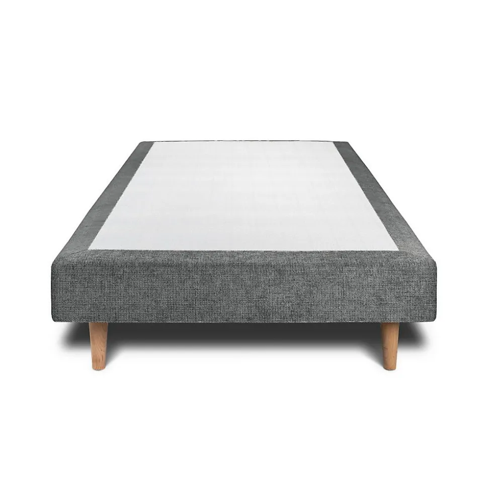 Lit avec tête de lit tapissier tissu et sommier tapissier - Lit en bois massif