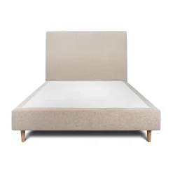 Lit avec tête de lit tapissier tissu et sommier tapissier - Lit en bois massif