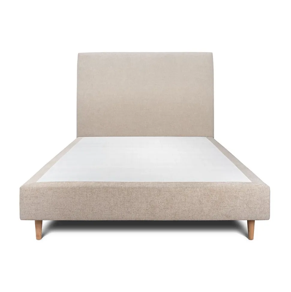 Lit avec tête de lit tapissier tissu et sommier tapissier - Lit en bois massif