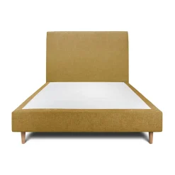 Lit avec tête de lit tapissier tissu et sommier tapissier - Lit en bois massif