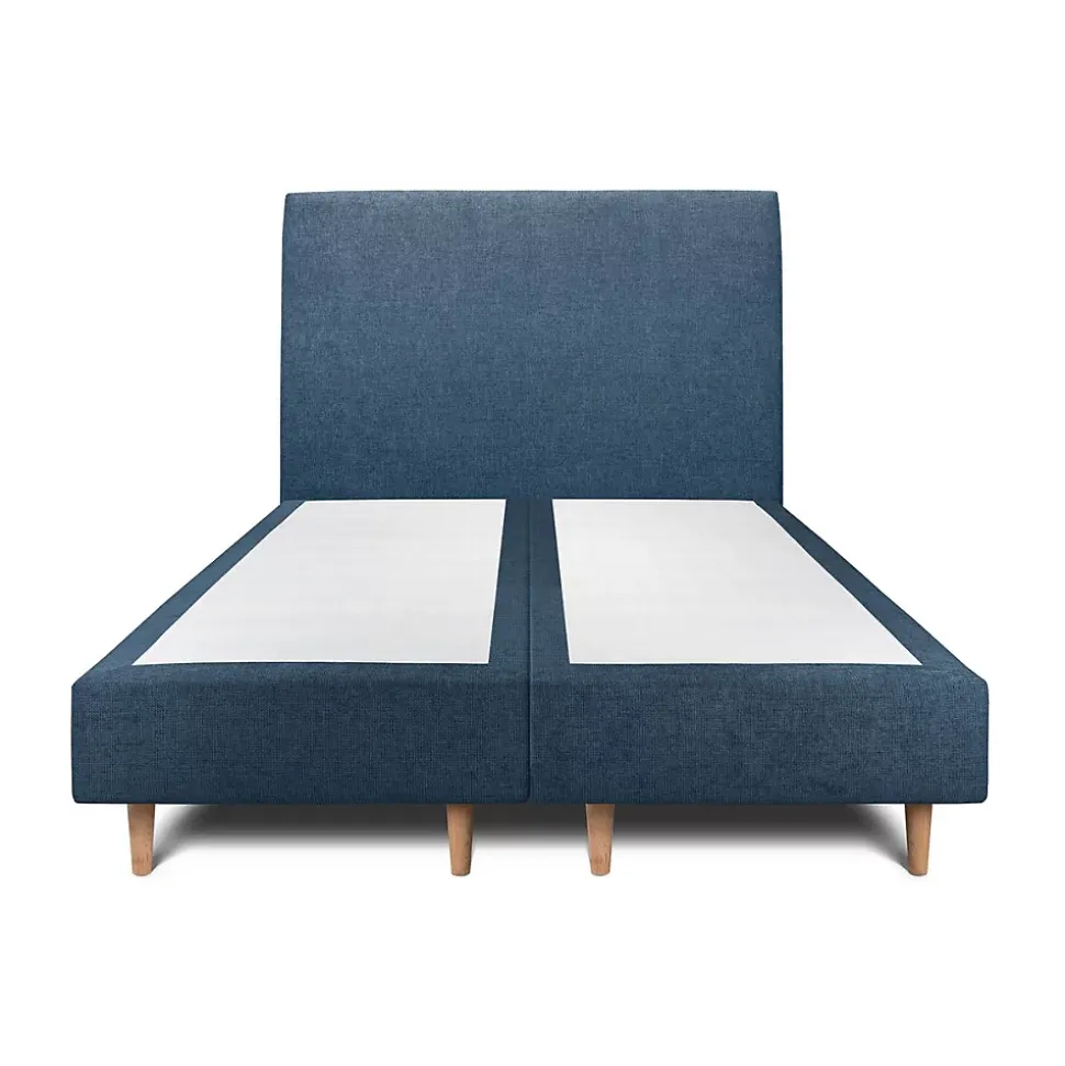 Lit avec tête de lit tapissier tissu et sommier tapissier - Lit en bois massif