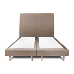 Lit avec tête de lit tapissier velours et sommier tapissier - Lit en bois massif