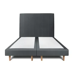 Lit avec tête de lit tapissier velours et sommier tapissier - Lit en bois massif