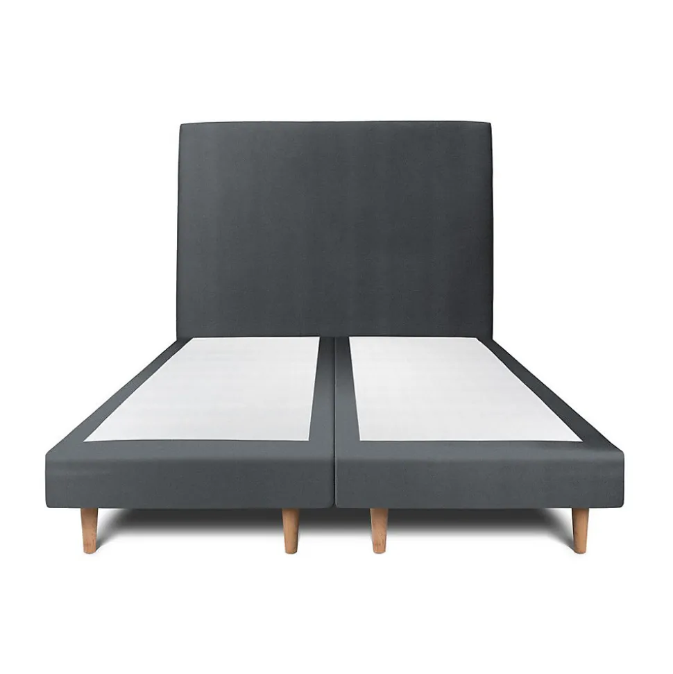 Lit avec tête de lit tapissier velours et sommier tapissier - Lit en bois massif