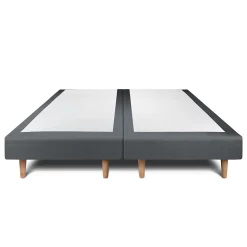 Lit avec tête de lit tapissier velours et sommier tapissier - Lit en bois massif