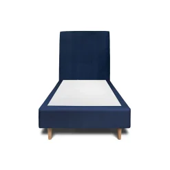 Lit avec tête de lit tapissier velours et sommier tapissier - Lit en bois massif