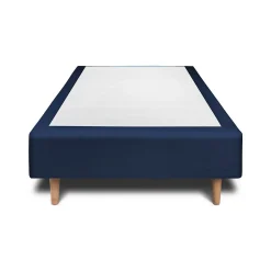 Lit avec tête de lit tapissier velours et sommier tapissier - Lit en bois massif