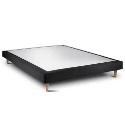 Lit avec tête de lit tapissier tissu et sommier tapissier - Lit en bois massif