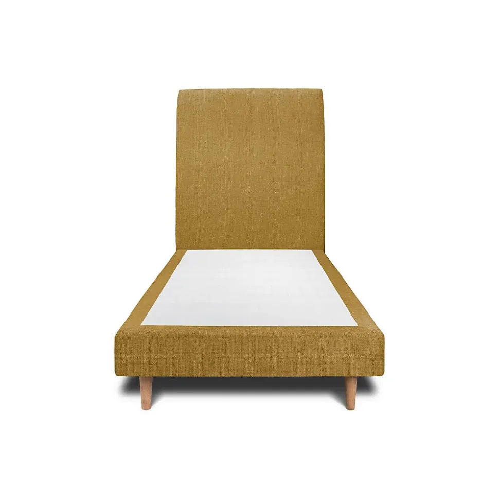 Lit avec tête de lit tapissier tissu et sommier tapissier - Lit en bois massif