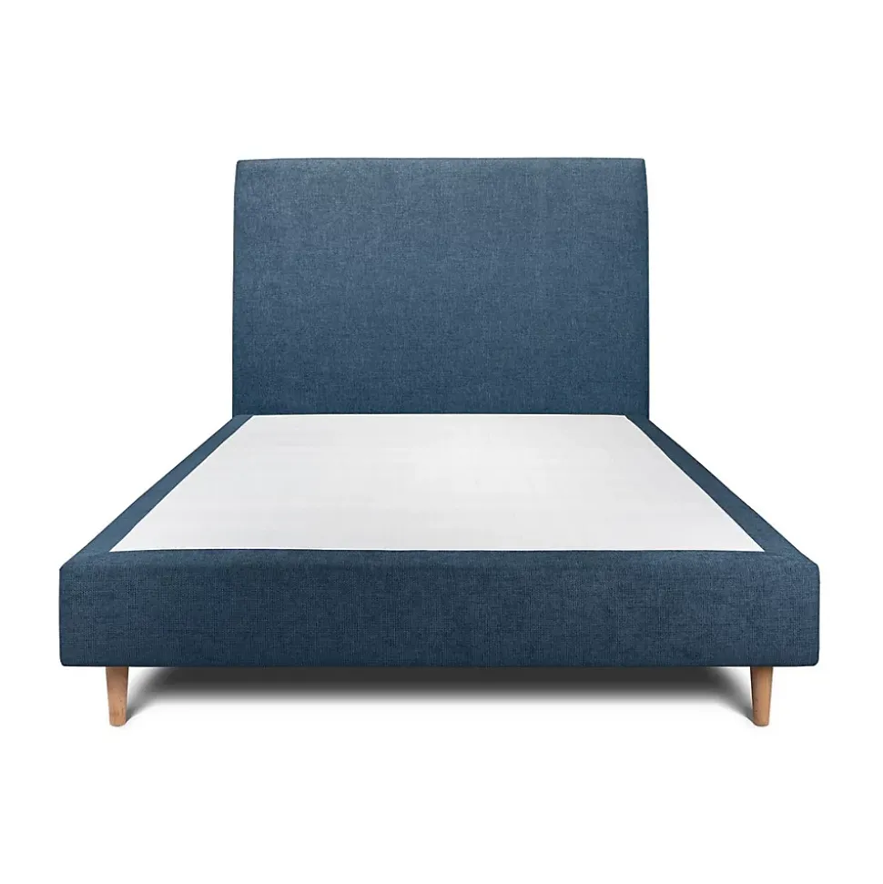 Lit avec tête de lit tapissier tissu et sommier tapissier - Lit en bois massif