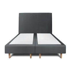 Lit avec tête de lit tapissier velours et sommier tapissier - Lit en bois massif