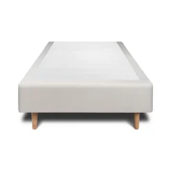 Lit avec tête de lit tapissier velours et sommier tapissier - Lit en bois massif