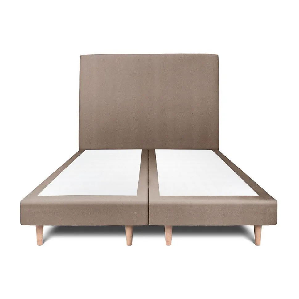 Lit avec tête de lit tapissier velours et sommier tapissier - Lit en bois massif