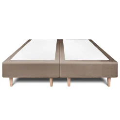 Lit avec tête de lit tapissier velours et sommier tapissier - Lit en bois massif