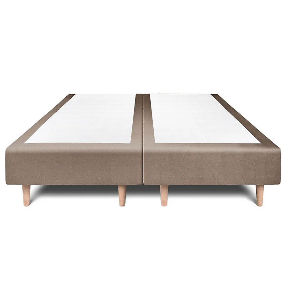 Lit avec tête de lit tapissier velours et sommier tapissier - Lit en bois massif