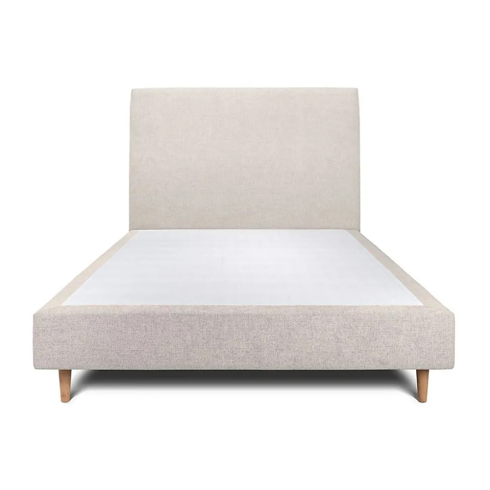 Lit avec tête de lit tapissier tissu et sommier tapissier - Lit en bois massif