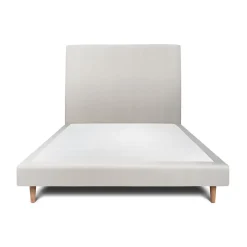 Lit avec tête de lit tapissier velours et sommier tapissier - Lit en bois massif