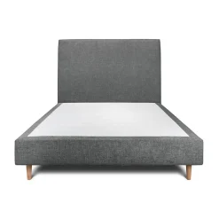 Lit avec tête de lit tapissier tissu et sommier tapissier - Lit en bois massif