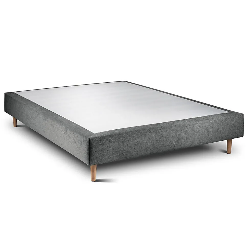 Lit avec tête de lit tapissier tissu et sommier tapissier - Lit en bois massif