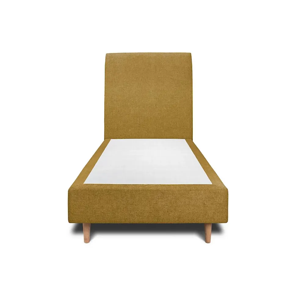 Lit avec tête de lit tapissier tissu et sommier tapissier - Lit en bois massif