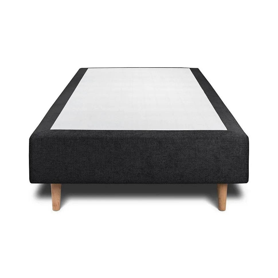 Lit avec tête de lit tapissier tissu et sommier tapissier - Lit en bois massif