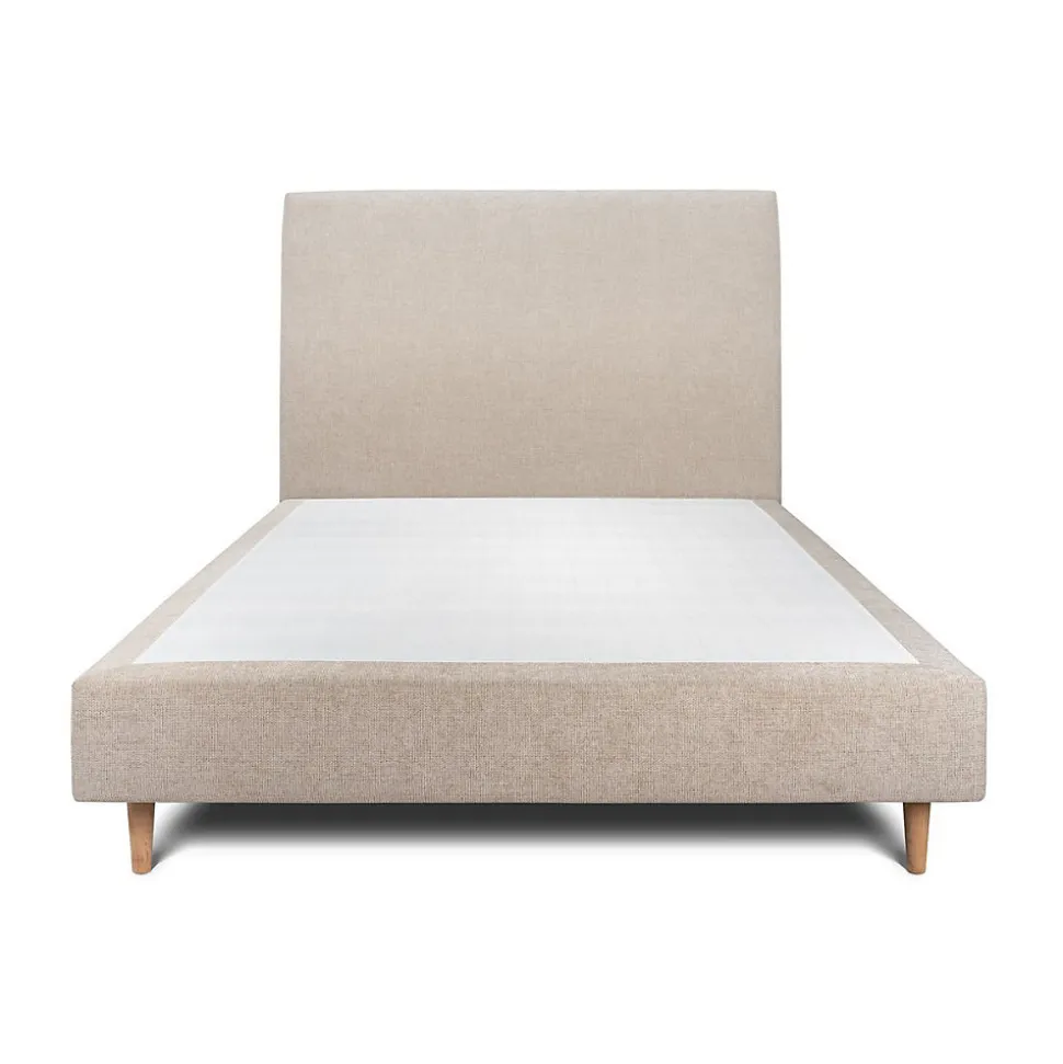 Lit avec tête de lit tapissier tissu et sommier tapissier - Lit en bois massif