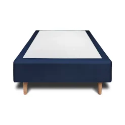 Lit avec tête de lit tapissier velours et sommier tapissier - Lit en bois massif