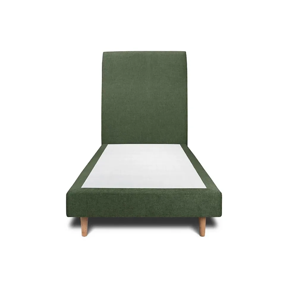 Lit avec tête de lit tapissier tissu et sommier tapissier - Lit en bois massif