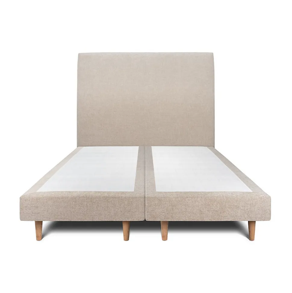 Lit avec tête de lit tapissier tissu et sommier tapissier - Lit en bois massif