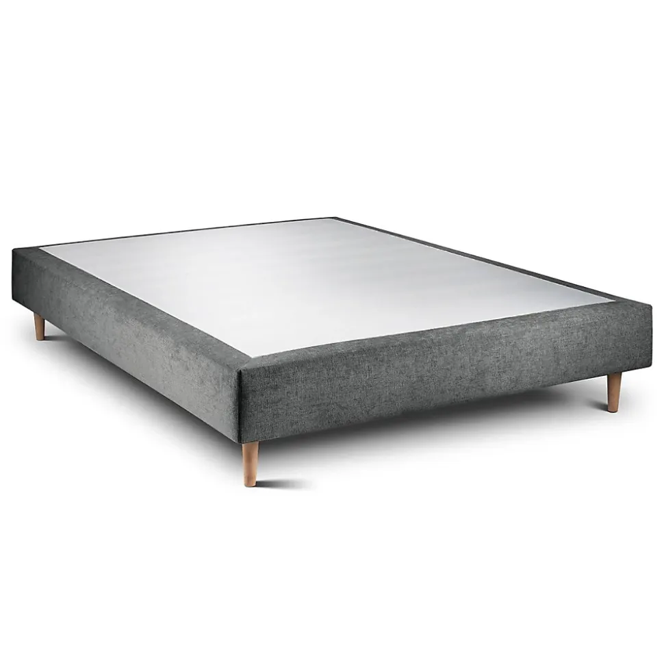 Lit avec tête de lit tapissier tissu et sommier tapissier - Lit en bois massif