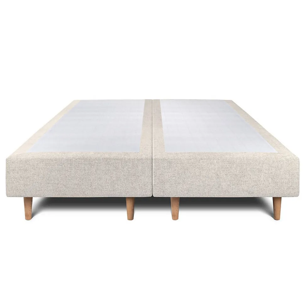 Lit avec tête de lit tapissier tissu et sommier tapissier - Lit en bois massif