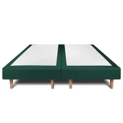 Lit avec tête de lit tapissier velours et sommier tapissier - Lit en bois massif