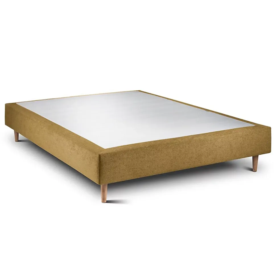 Lit avec tête de lit tapissier tissu et sommier tapissier - Lit en bois massif