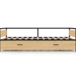 Lit banquette 90 x 190 cm DETROIT convertible 180 x 190 cm style industriel