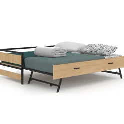 Lit banquette 90 x 190 cm DETROIT convertible 180 x 190 cm style industriel