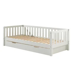 Lit banquette 90x200 sommier et tiroir de lit inclus Vipack Fritz - Blanc