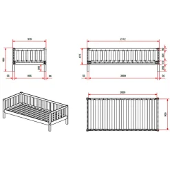Lit banquette 90x200 sommier et tiroir de lit inclus Vipack Fritz - Blanc