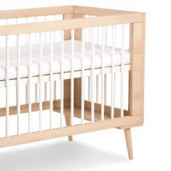 Lit Bébé à Barreaux Avec Sommier Réglable Style Scandinave 120x60 Hêtre