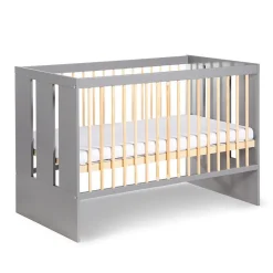 Lit Bébé Enfant évolutif à Barreaux Avec Sommier Réglable Gris / Bois 120x60 Cm