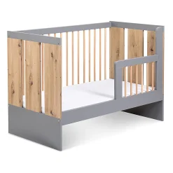 Lit Bébé Enfant évolutif à Barreaux Avec Sommier Réglable Bois / Gris 120x60 Cm