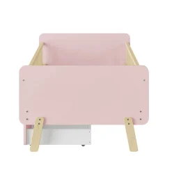 Lit bois 90 par 190 cm lit simple avec 2 tiroirs cadre en bois massif sommier rose
