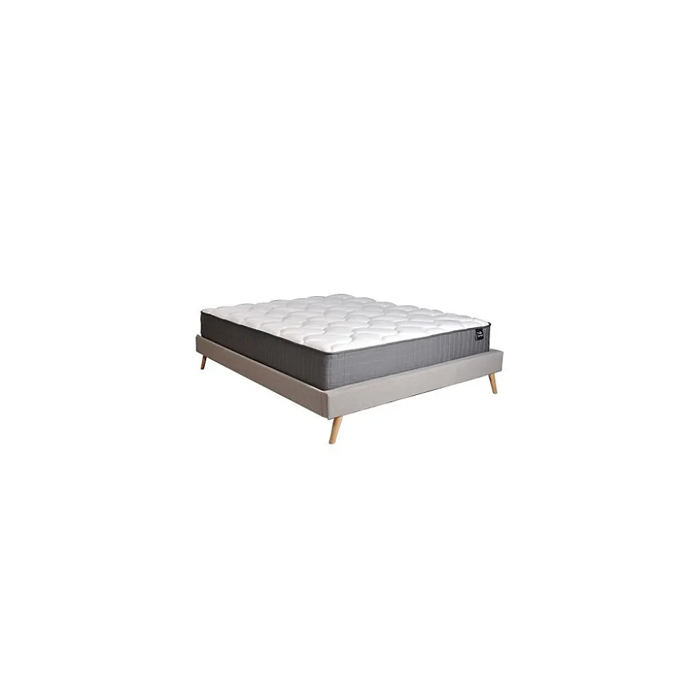 Lit BOREA 160x200 tissu + 1 sommier + 1 matelas CARLTON / Gris Clair