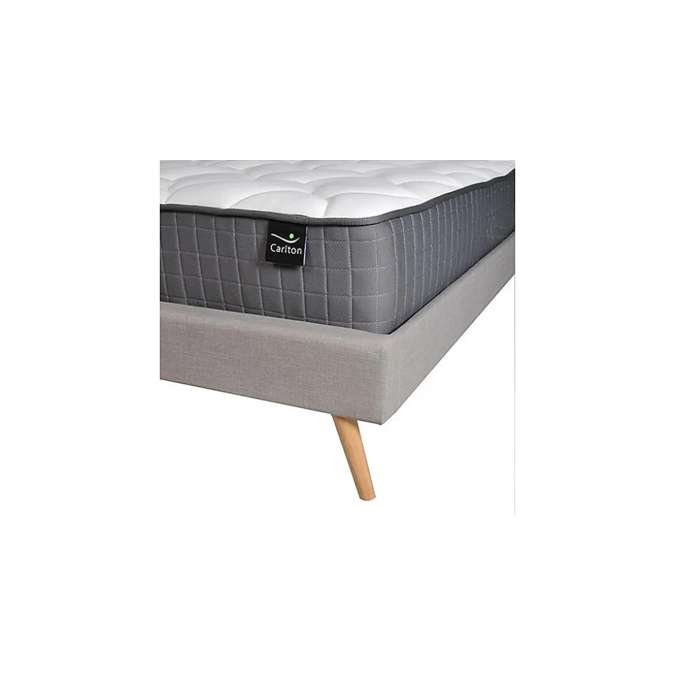 Lit BOREA 160x200 tissu + 1 sommier + 1 matelas CARLTON / Gris Clair