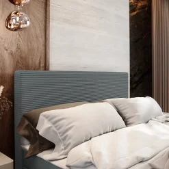 Lit Boxspring ALORIA 160X200 CM POSO 60 + PAROS 06, Gris, Lit avec matelas et rangement