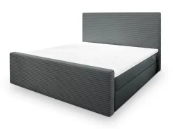 Lit Boxspring ALORIA 160X200 CM POSO 60 + PAROS 06, Gris, Lit avec matelas et rangement
