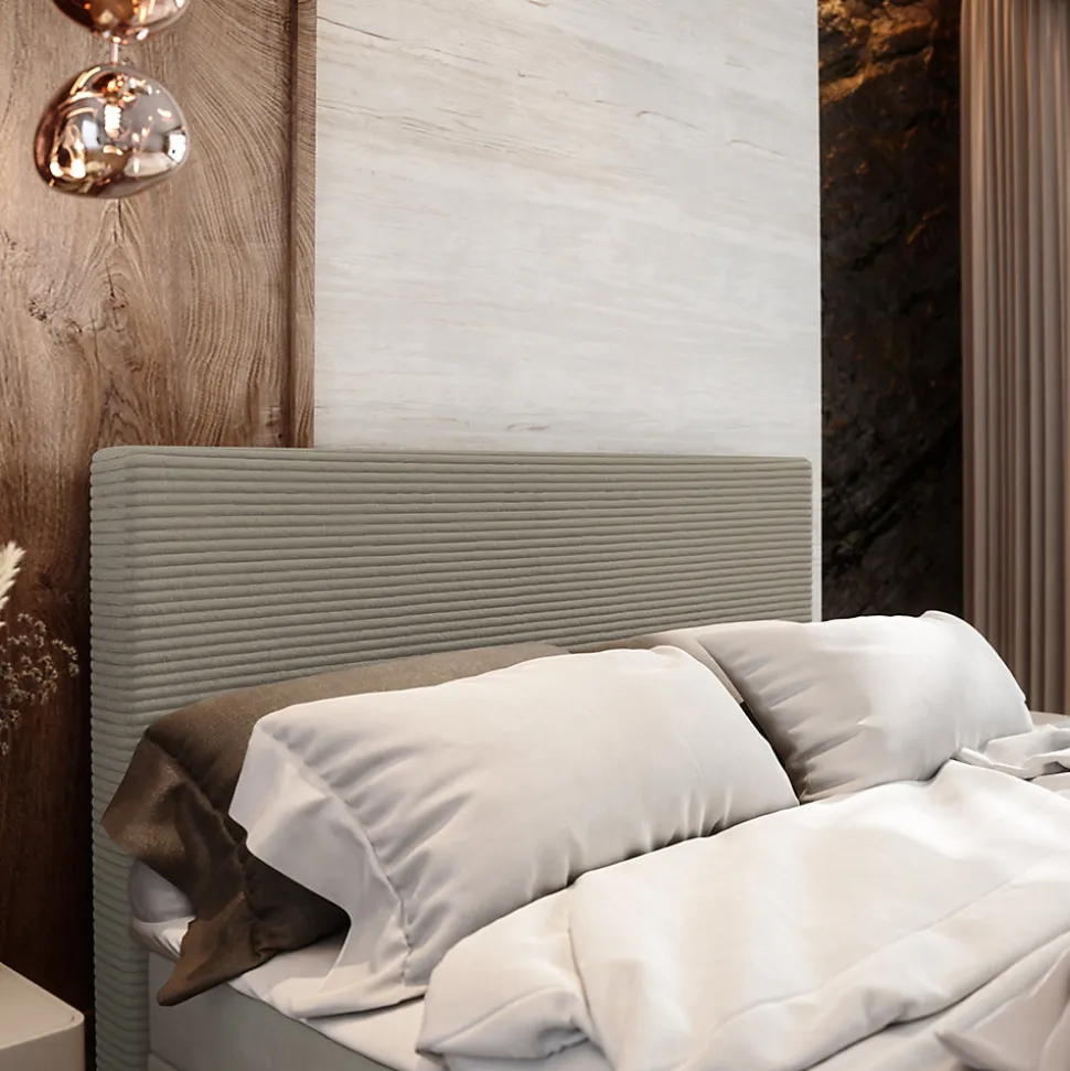 Lit Boxspring ALORIA 160X200 CM POSO 02 + PAROS 02, Beige, Lit avec matelas et rangement