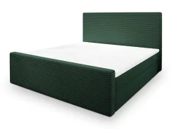 Lit Boxspring ALORIA 160X200 CM POSO 14 + KRONOS 14, Vert foncé, Lit avec matelas et rangement