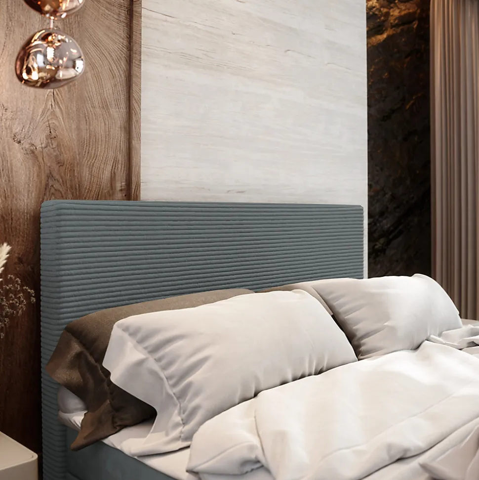 Lit Boxspring ALORIA 180X200 CM POSO 60 + PAROS 06, Gris, Lit avec matelas et rangement