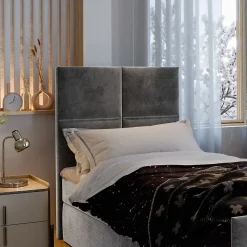 Lit Boxspring ARIEL 90 90X200 CM KRONOS 13, Bleu, Lit avec matelas et rangement