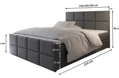 Lit Boxspring ARIEL 160X200 CM SAWANA 16, Marron, Lit avec matelas et rangement